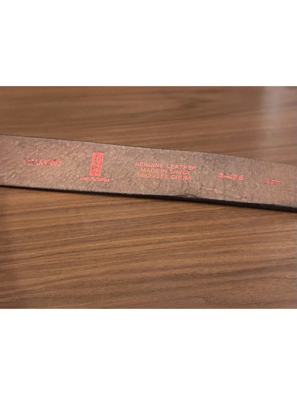 Levis Genuine Leather Belt Brown Wood Inlay Buckle Size 34/35 Rustic Style